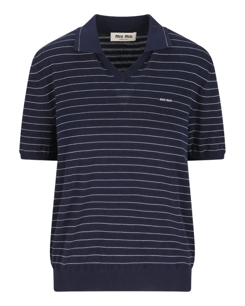 Miu Miu striped V-neck sweater - Blau Blau