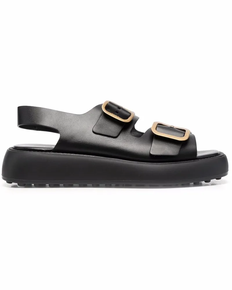 TOD'S Sandalen mit doppelter Schnalle - Schwarz Schwarz