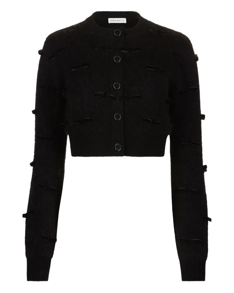 Nina Ricci Cardigan aus Mohair mit Schleifendetail - Schwarz Schwarz
