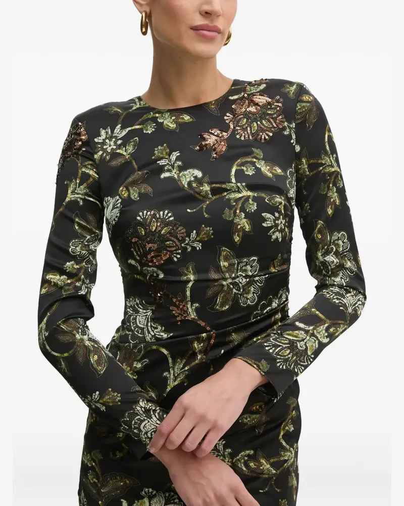 Guess sequin-detail floral-pattern mini dress - Schwarz Schwarz