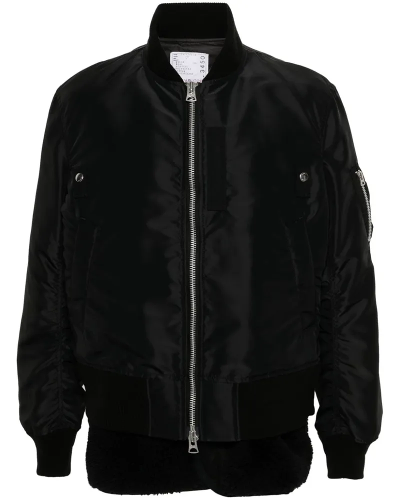 Sacai Bomberjacke aus Twill Schwarz