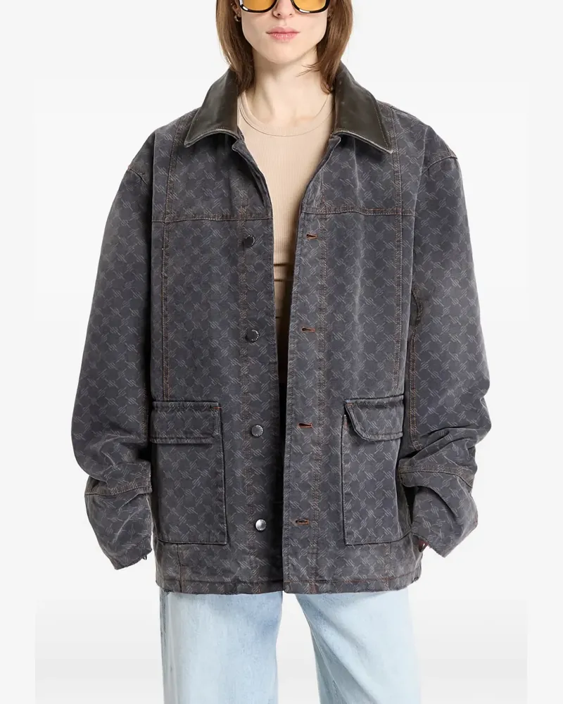 Daily Paper Jeansjacke im Workwear-Look mit Monogramm - Grau Grau