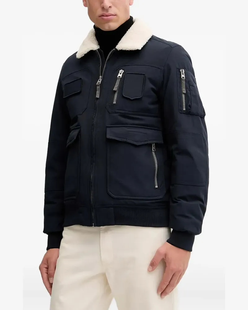 Aeronautica Militare shearling-collar multi-pocket bomber jacket - Blau Blau