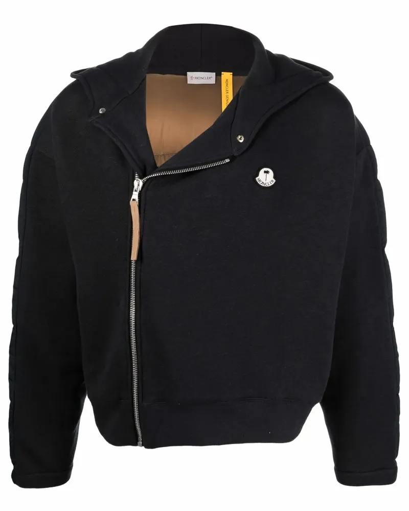 Palm Angels x Moncler Jacke mit asymmetrischem Reißverschluss - Schwarz Schwarz
