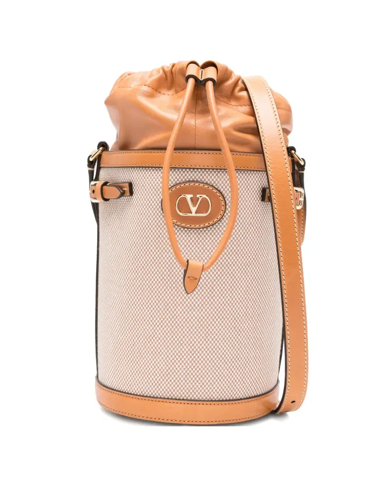 Valentino Garavani logo-detail bucket bag - Nude Nude