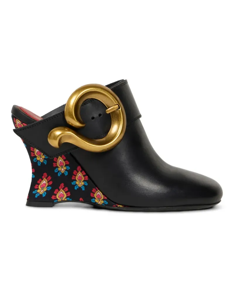 Etro paisley buckle wedge mules - Schwarz Schwarz