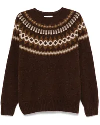 YMC Wildlederpullover mit Fair-Isle-Muster Braun