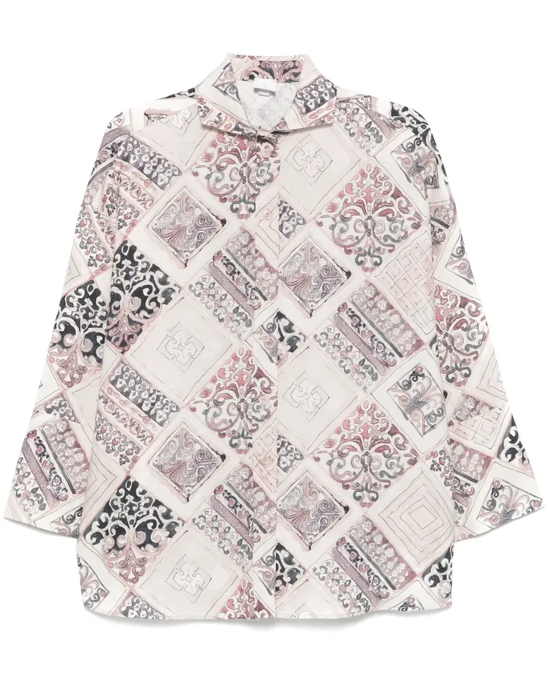 Eleventy Hemd mit geometrischem Print - Nude Nude
