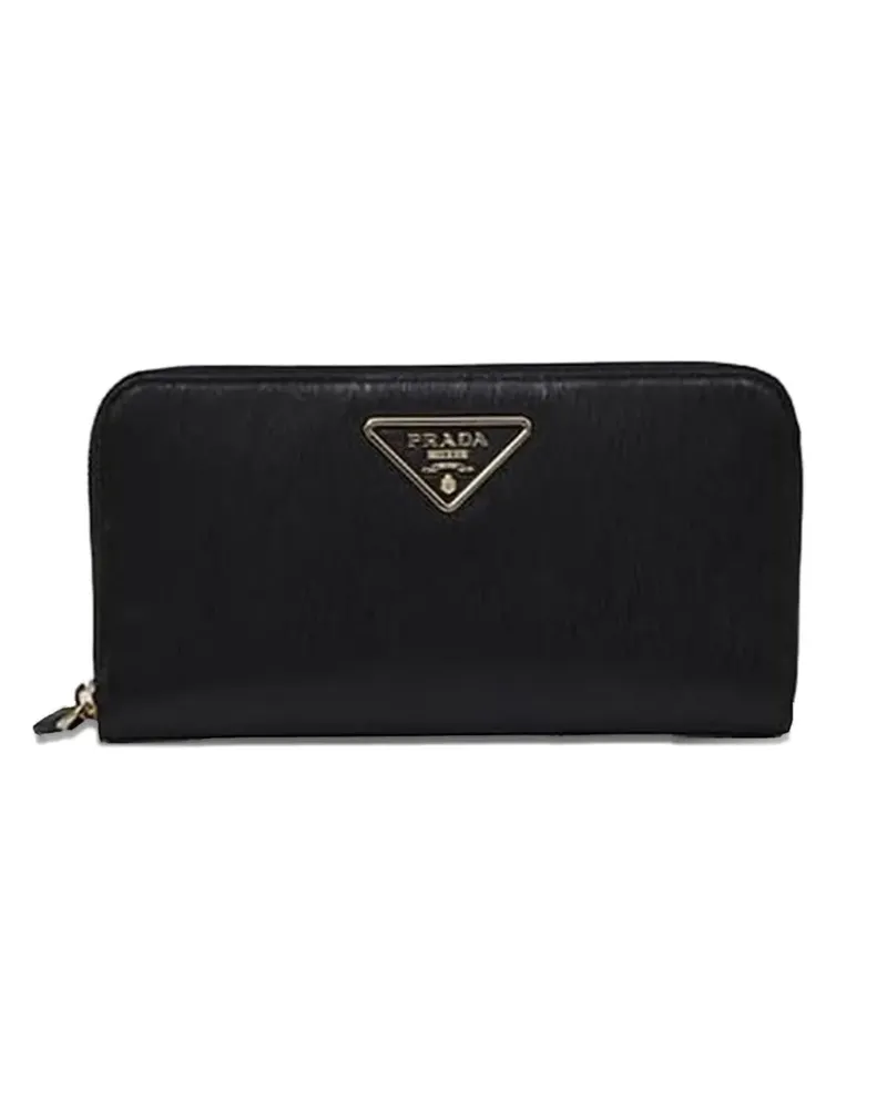 Prada enamel triangle logo wallet - Schwarz Schwarz