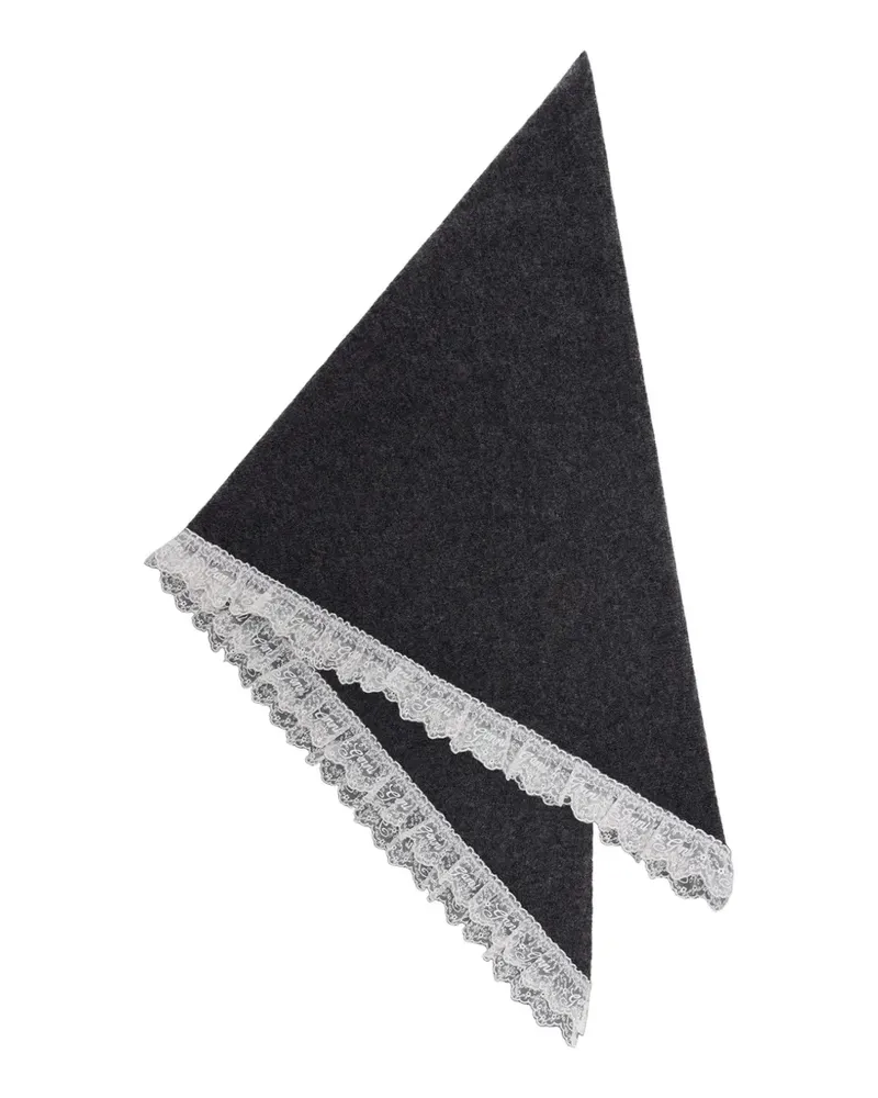 Ganni lace-trim wool scarf - Grau Grau