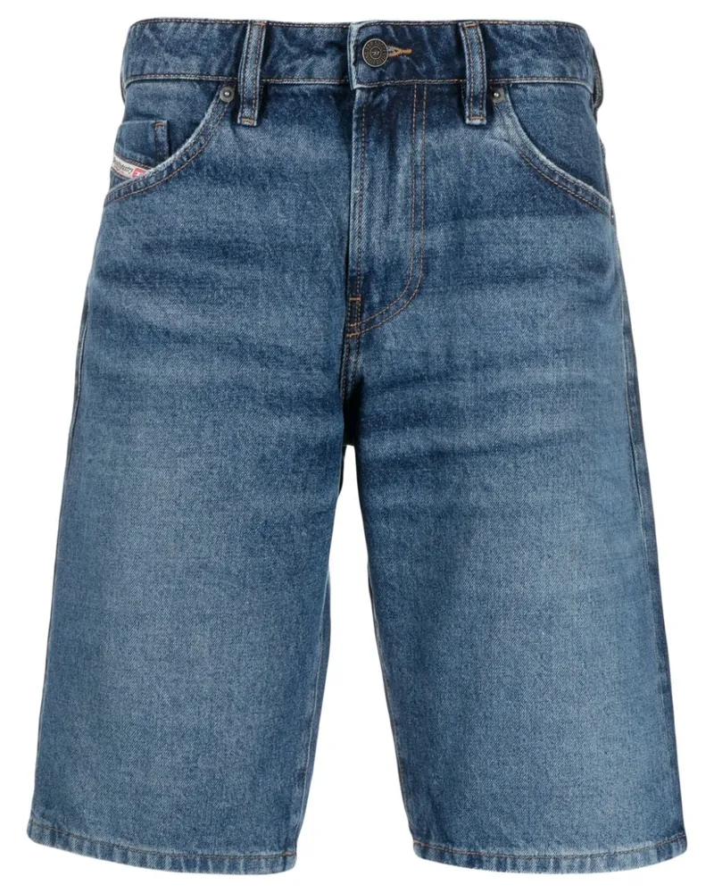 Diesel Schmale Jeans-Shorts mit Logo-Patch - Blau Blau
