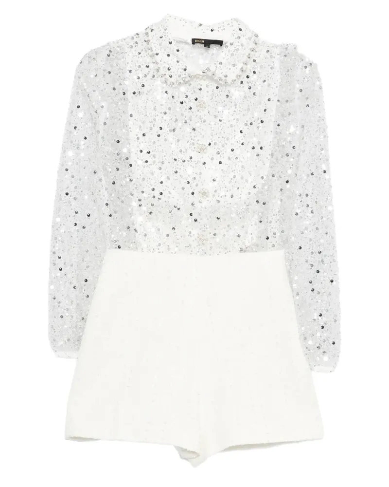 Maje Verzierter Jumpsuit mit Kragen - Weiß Weiß