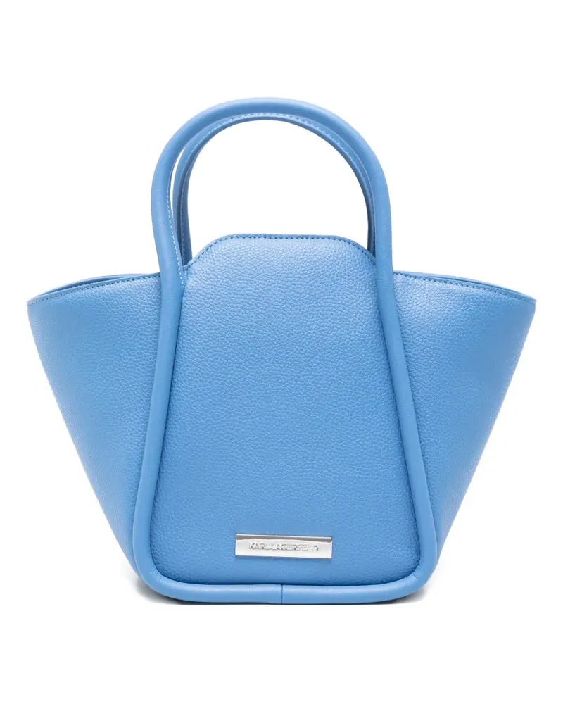 Karl Lagerfeld Icon grained leather logo-plaque tote bag - Blau Blau