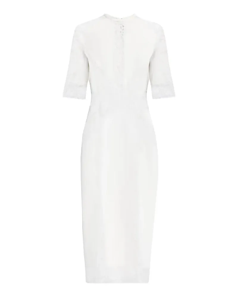 Elie Saab lace-panelled cady midi dress - Weiß Weiß
