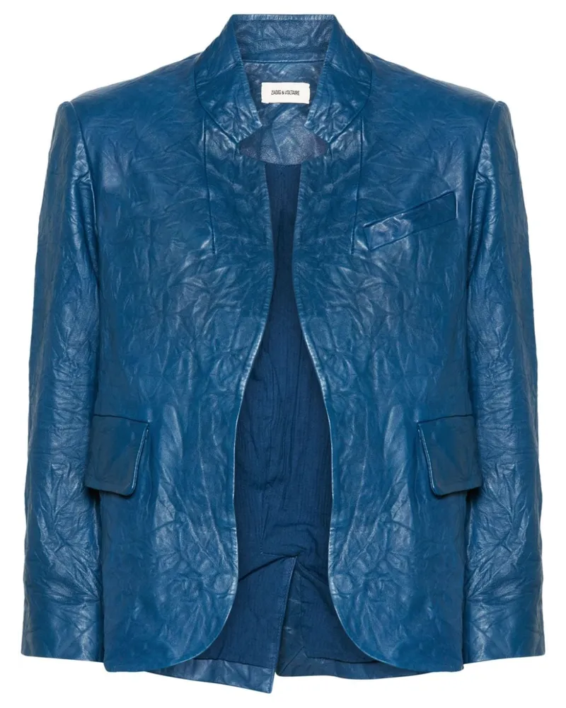 Zadig & Voltaire Verys Lederblazer mit Knitteroptik - Blau Blau