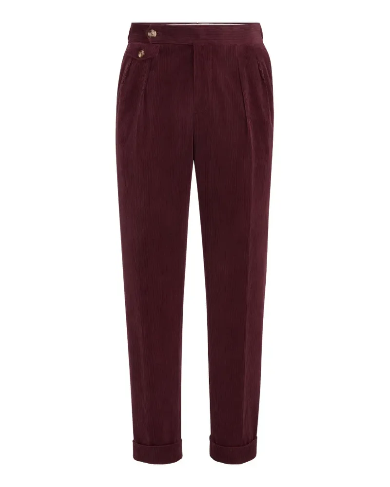 Brunello Cucinelli Cordhose aus Baumwolle und Kaschmir mit Doppelfalten und Taillenlaschen - Violett Violett