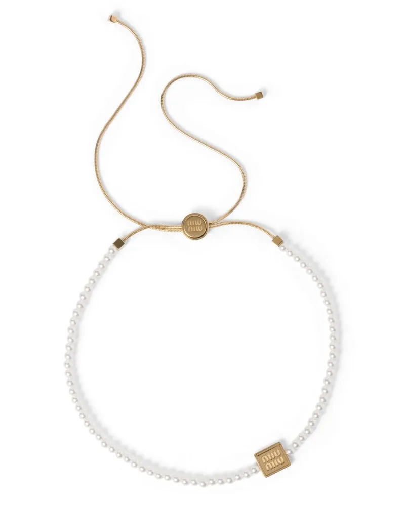 Miu Miu Choker mit Logo - Weiß Weiß