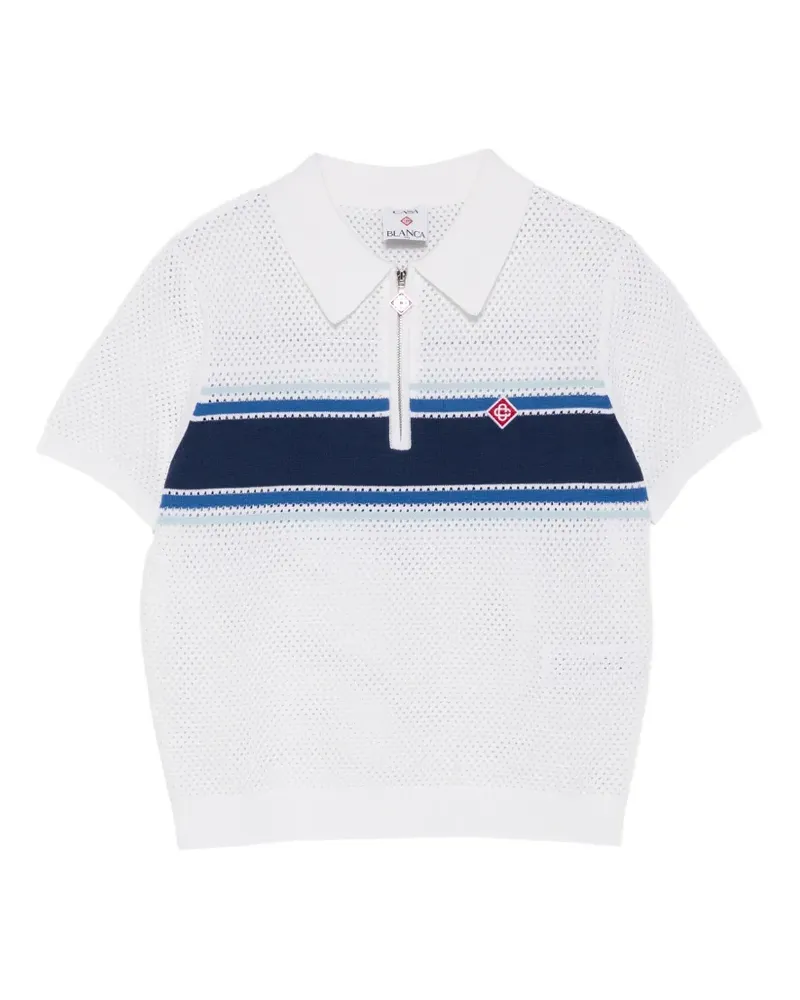 Casablanca Paris striped zip polo shirt - Weiß Weiß