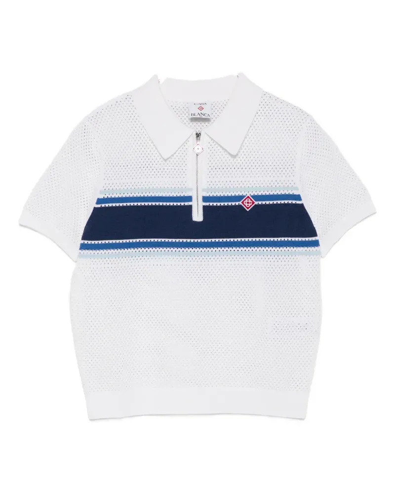 Casablanca Paris striped zip polo shirt - Weiß Weiß