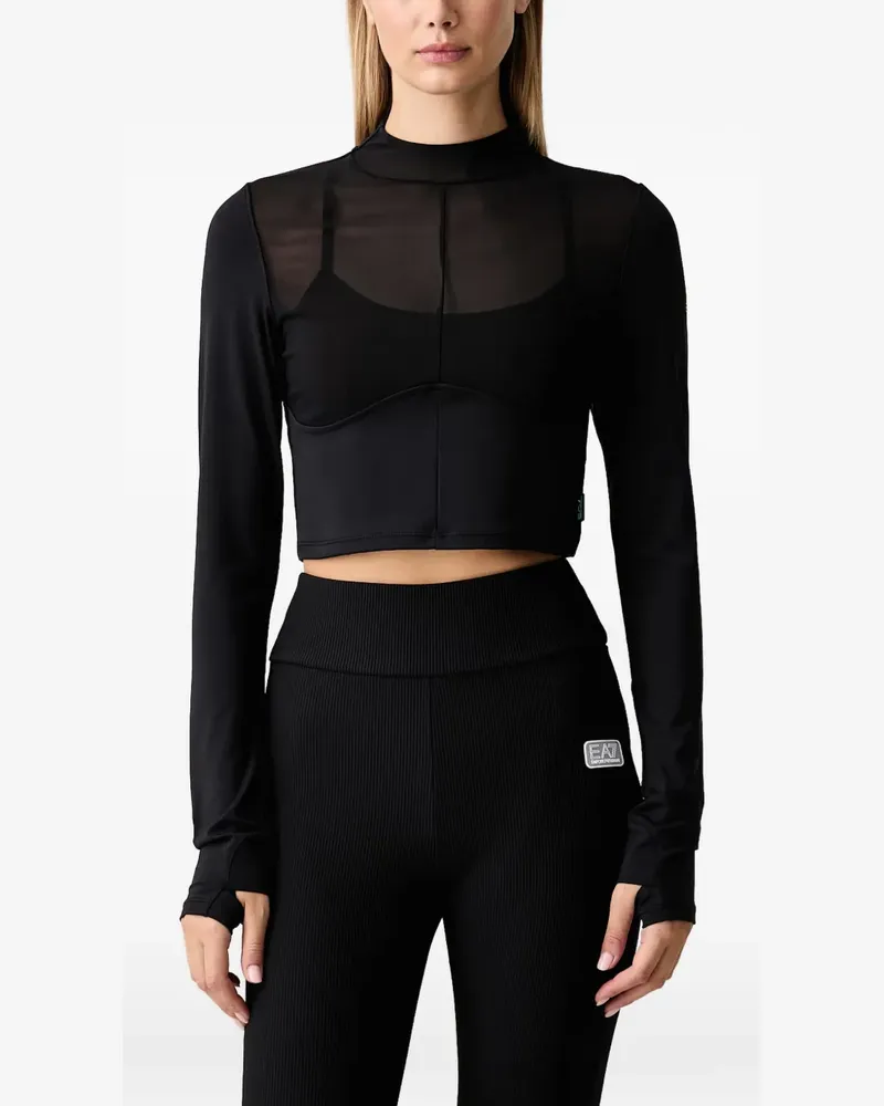 EA7 Train 7.0 Cropped-Top und BH mit Mesh-Einsatz - Schwarz Schwarz