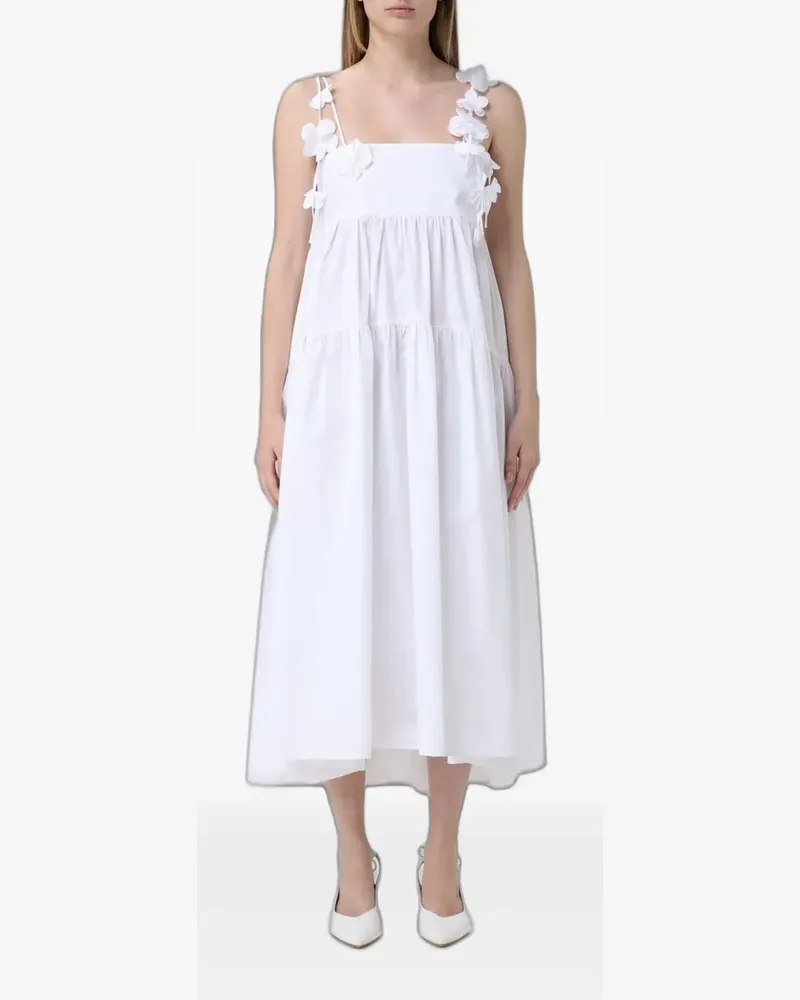 MEIMEIJ floral-appliqué tiered midi dress - Weiß Weiß