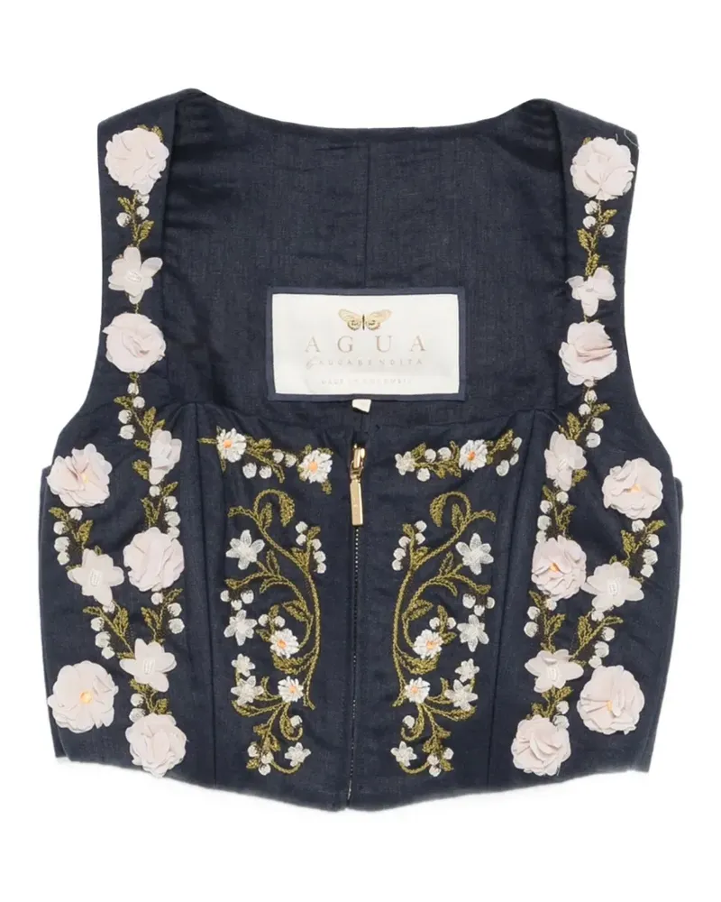 AGUA BENDITA floral-embellished top - Blau Blau