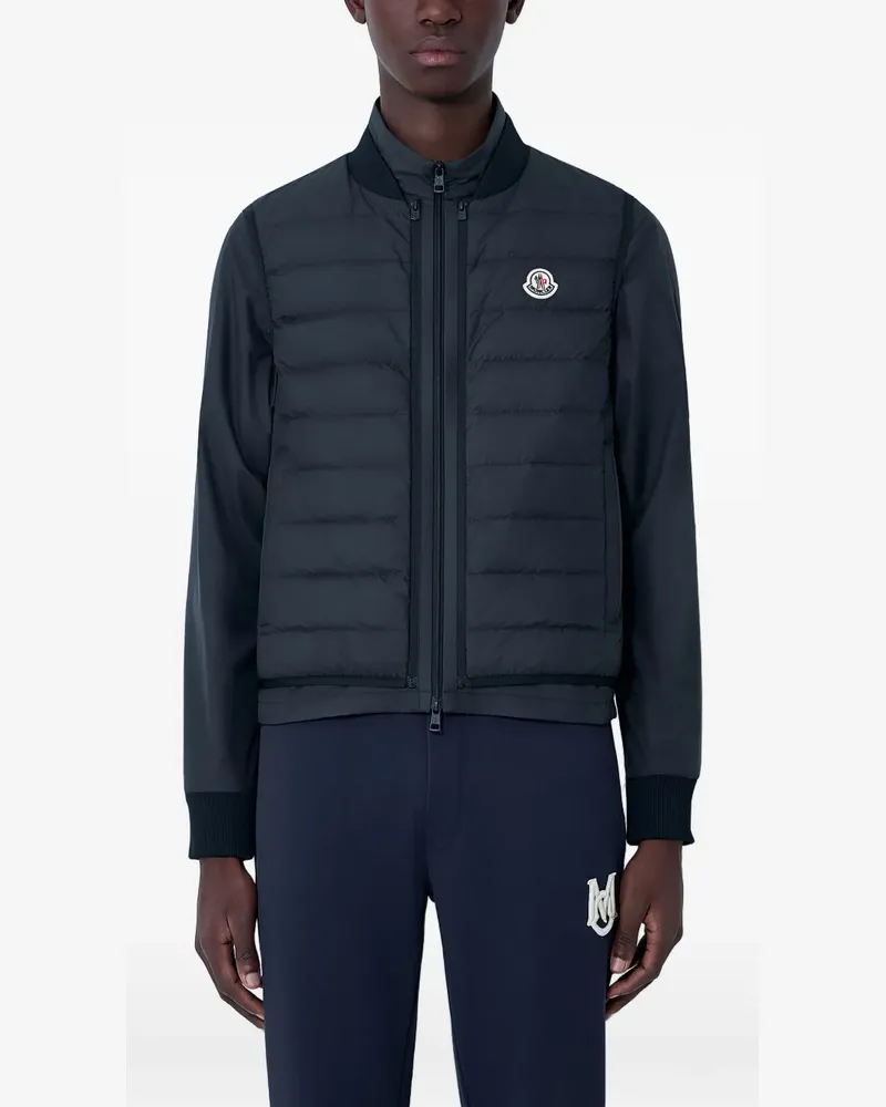 Moncler quilted logo patch jacket - Grau Grau