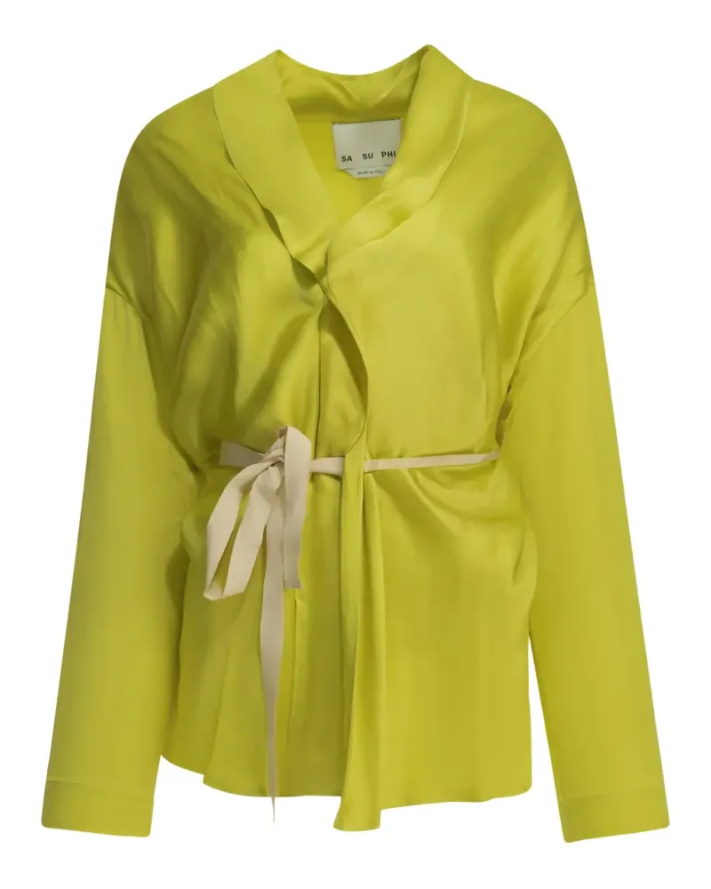 Sa Su Phi belted shawl-collar coat - Gelb Gelb