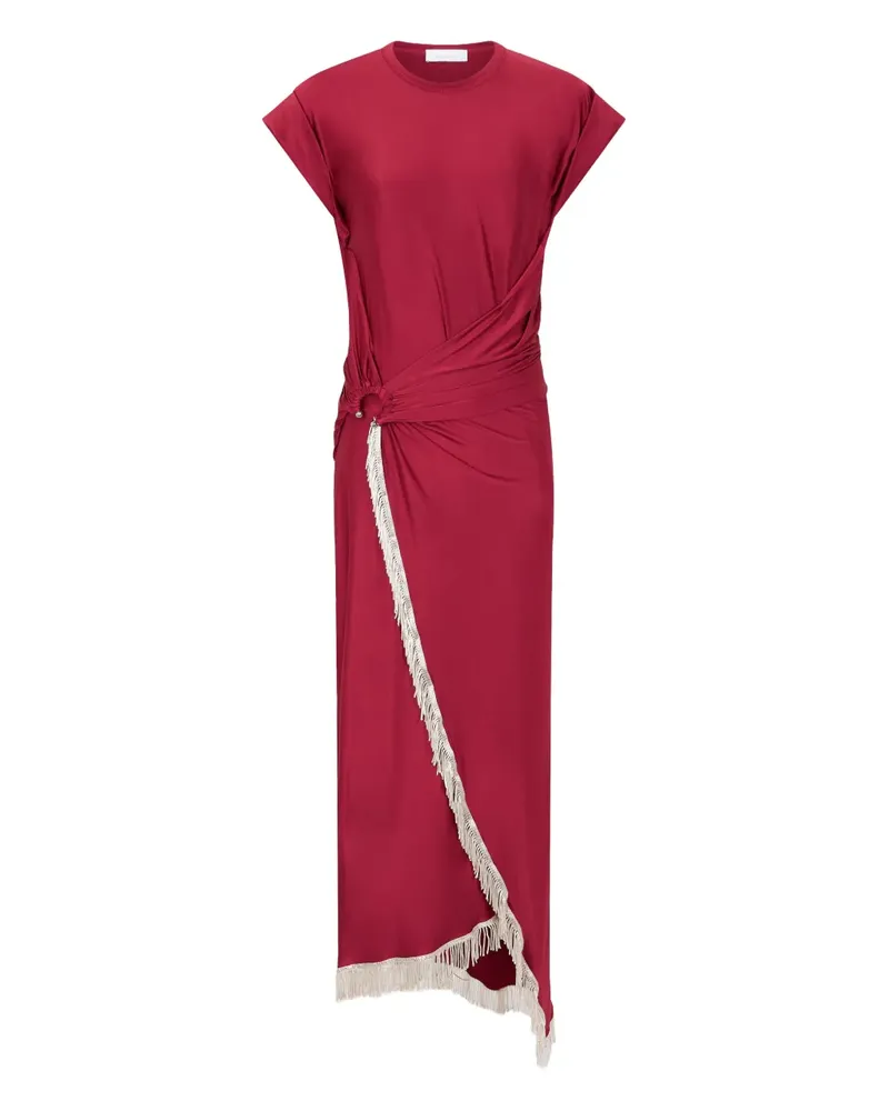 Paco Rabanne Gerafftes Kleid mit Fransen - Rot Rot
