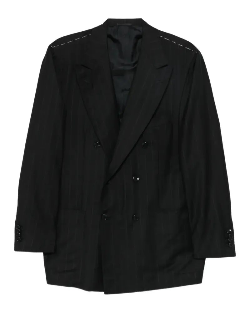 Kiton pinstripe double-breasted suit - Blau Blau