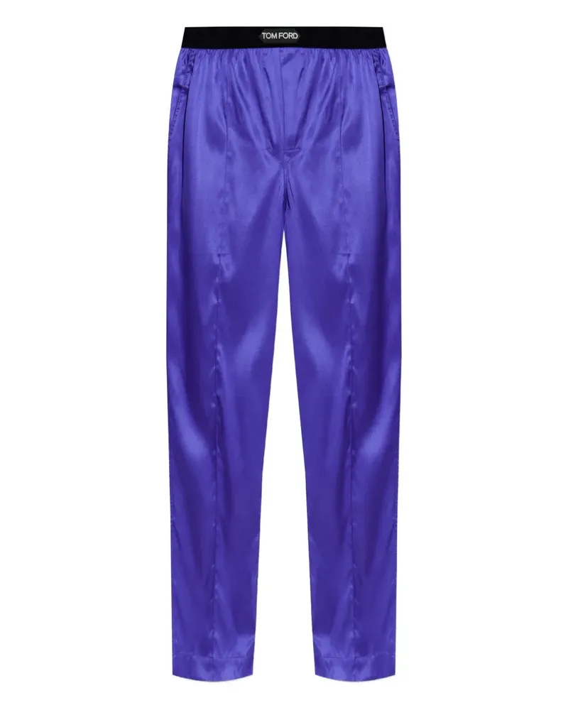 Tom Ford logo-waistband silk pyjama pants - Violett Violett