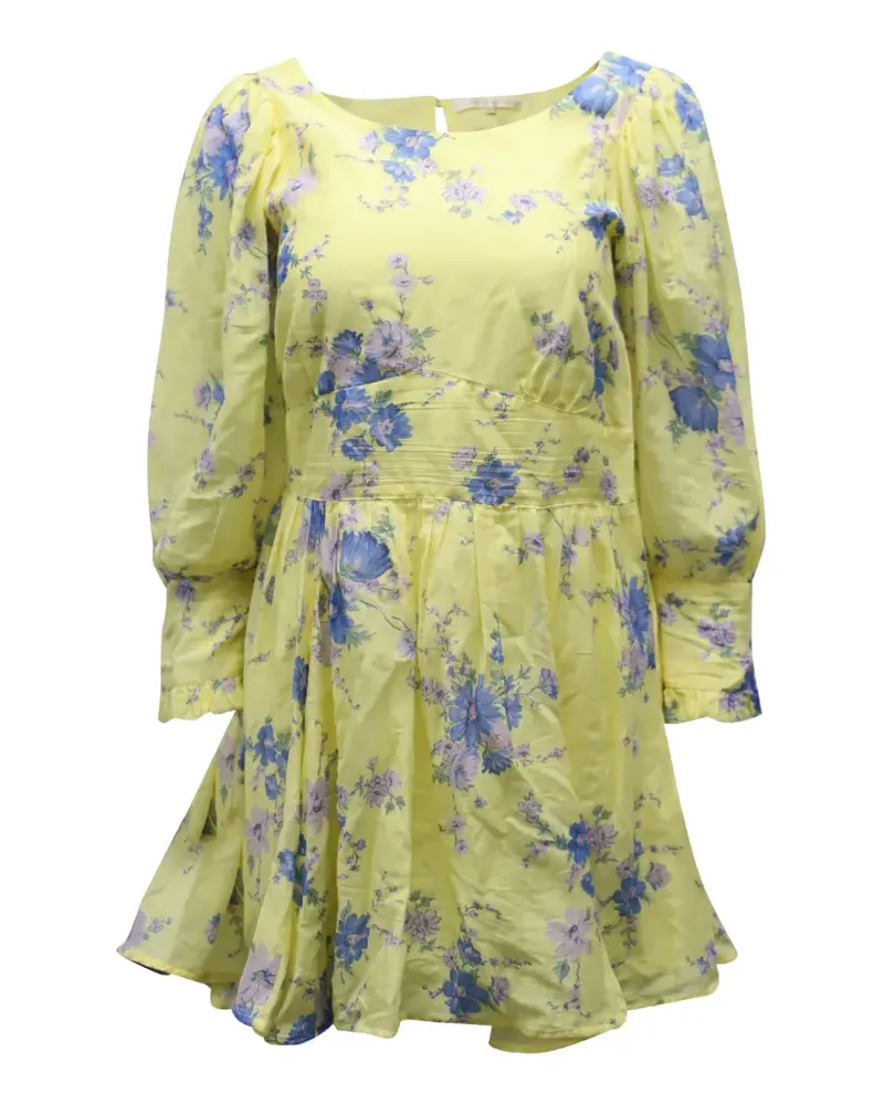 LoveShackFancy Minikleid mit Blumen-Print - Gelb Gelb