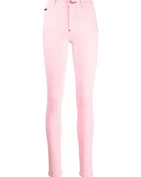 Philipp Plein Hoch sitzende Jeggings mit Kristallen Rosa