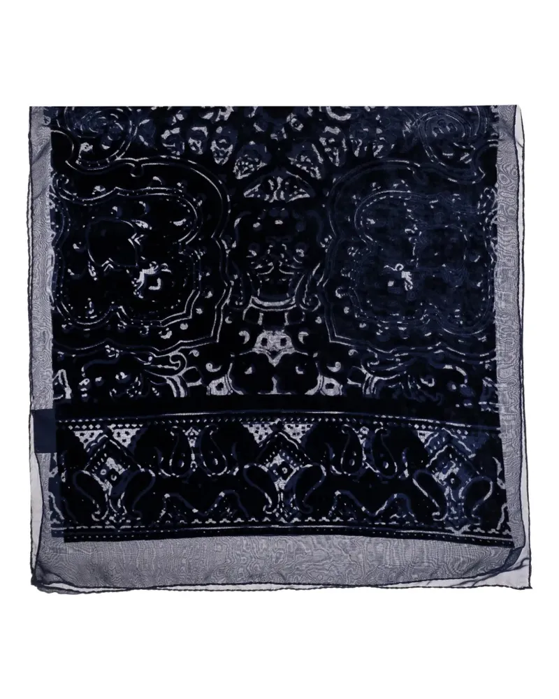 Etro Schal aus Samt mit Paisleymuster - Blau Blau