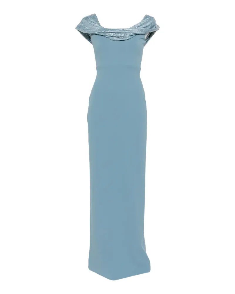 Solace London Cardinale crystal-embellished draped maxi dress - Blau Blau