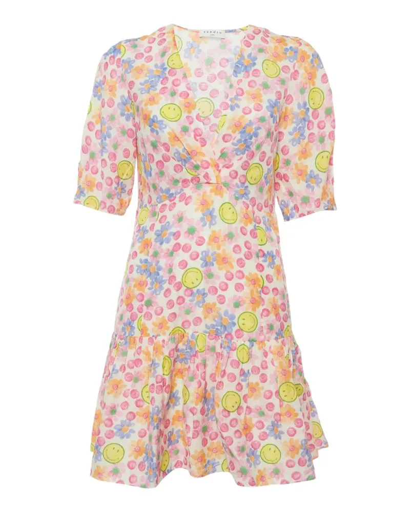 Sandro x Smiley Minikleid mit Blumen-Print - Nude Nude