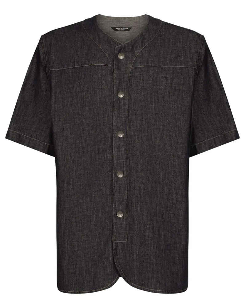 Dolce & Gabbana Jeanshemd mit Logo-Stickerei - Schwarz Schwarz