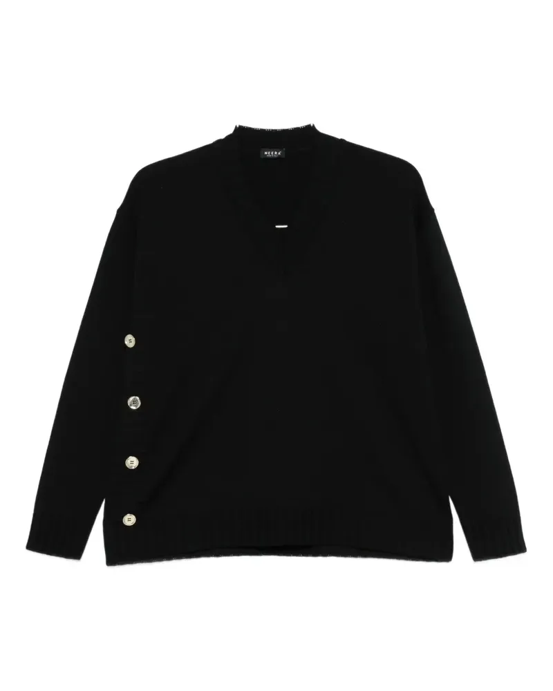NEERA buttonV-neck knitwear - Schwarz Schwarz