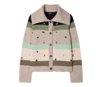 Wollcardigan mit Blockstreifen - Nude