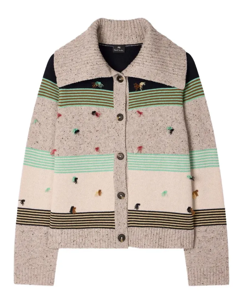 Paul Smith block-stripe knit wool cardigan - Nude Nude