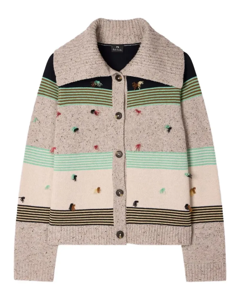 Paul Smith Wollcardigan mit Blockstreifen - Nude Nude