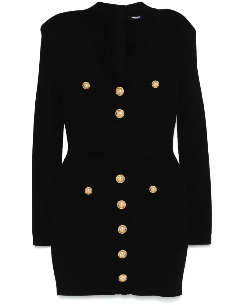 Balmain Kleid mit Zierknöpfen - Schwarz Schwarz
