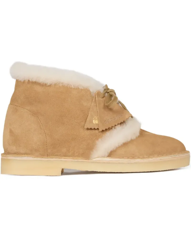 Sandro Schnürstiefel aus Wildleder mit Shearling - Braun Braun