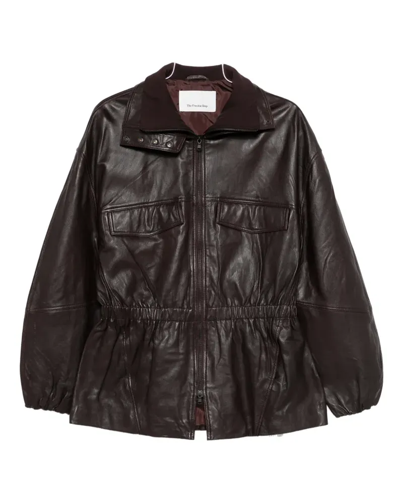 FRANKIE Shop Carnaby Funnel neck leather jacket - Braun Braun