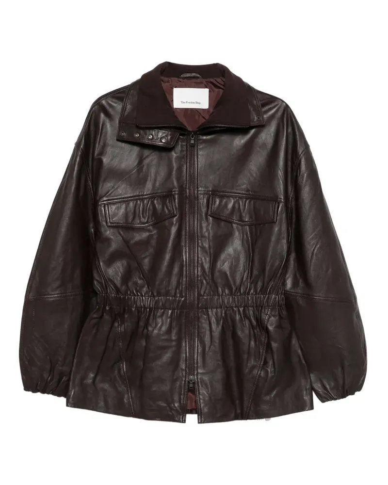 FRANKIE Shop Carnaby Funnel neck leather jacket - Braun Braun