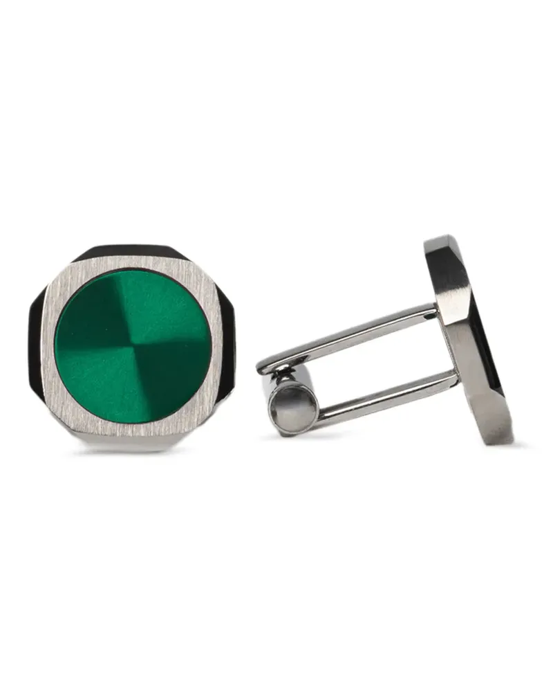 D1 Milano octagonal sunray-effect cufflinks - Silber Silber