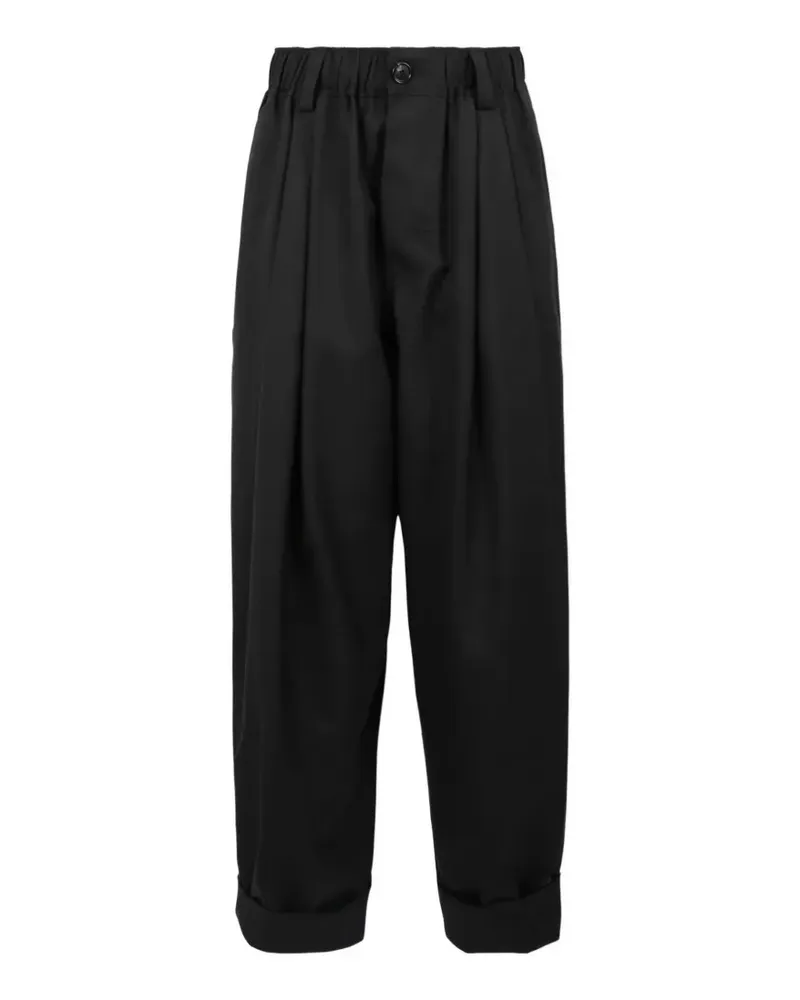 Marni Plissierte Hose mit Umschlag - Schwarz Schwarz