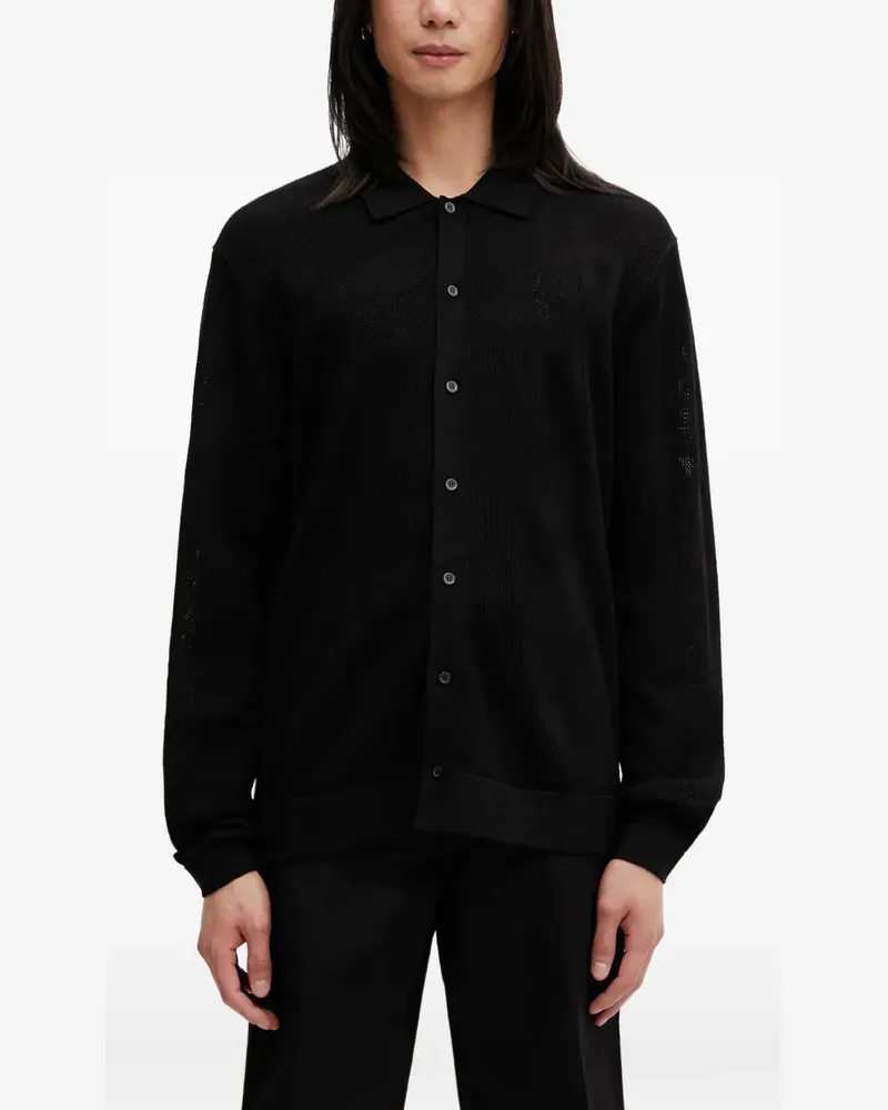 Filling Pieces Breaking Bread logo-jacquard mesh cardigan - Schwarz Schwarz