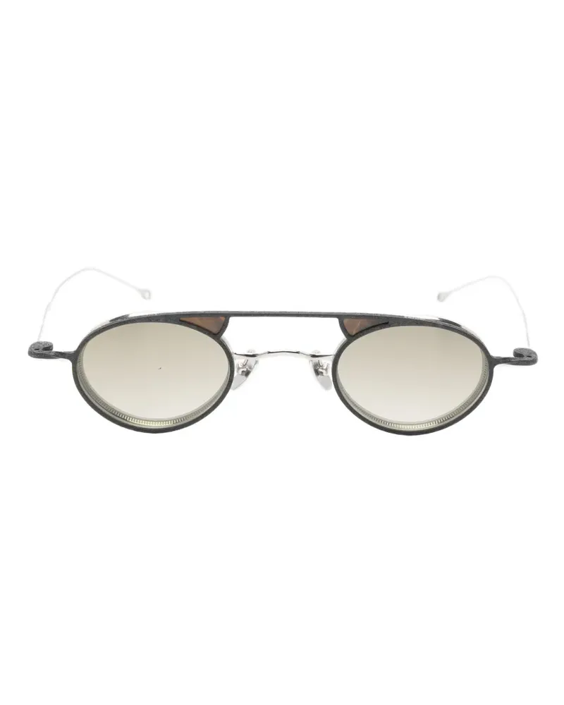 RIGARDS Ziggy Chen Brille mit rundem Gestell und Clip-on-Aufsatz - Silber Silber