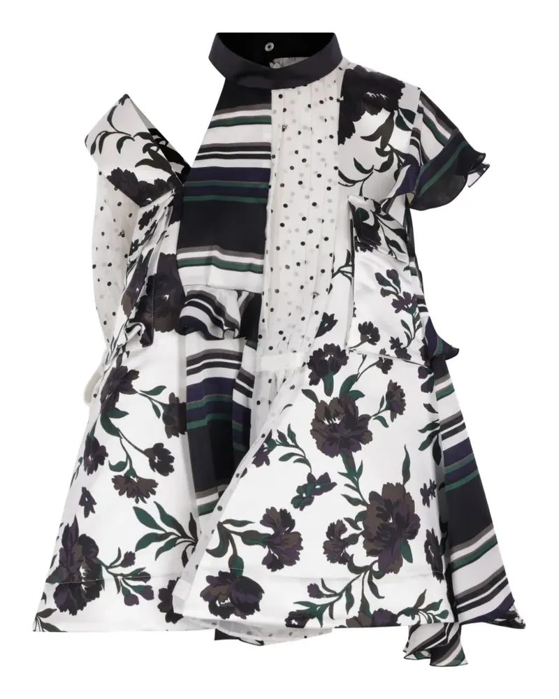 Sacai Patchwork-Bluse mit Blumen-Print - Schwarz Schwarz